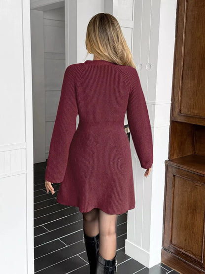 Button-Down Knitted Sweater Dress