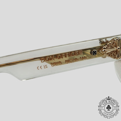 Chrome Hearts Box Officer Diamond Embellished Glasses in Clear/Gold