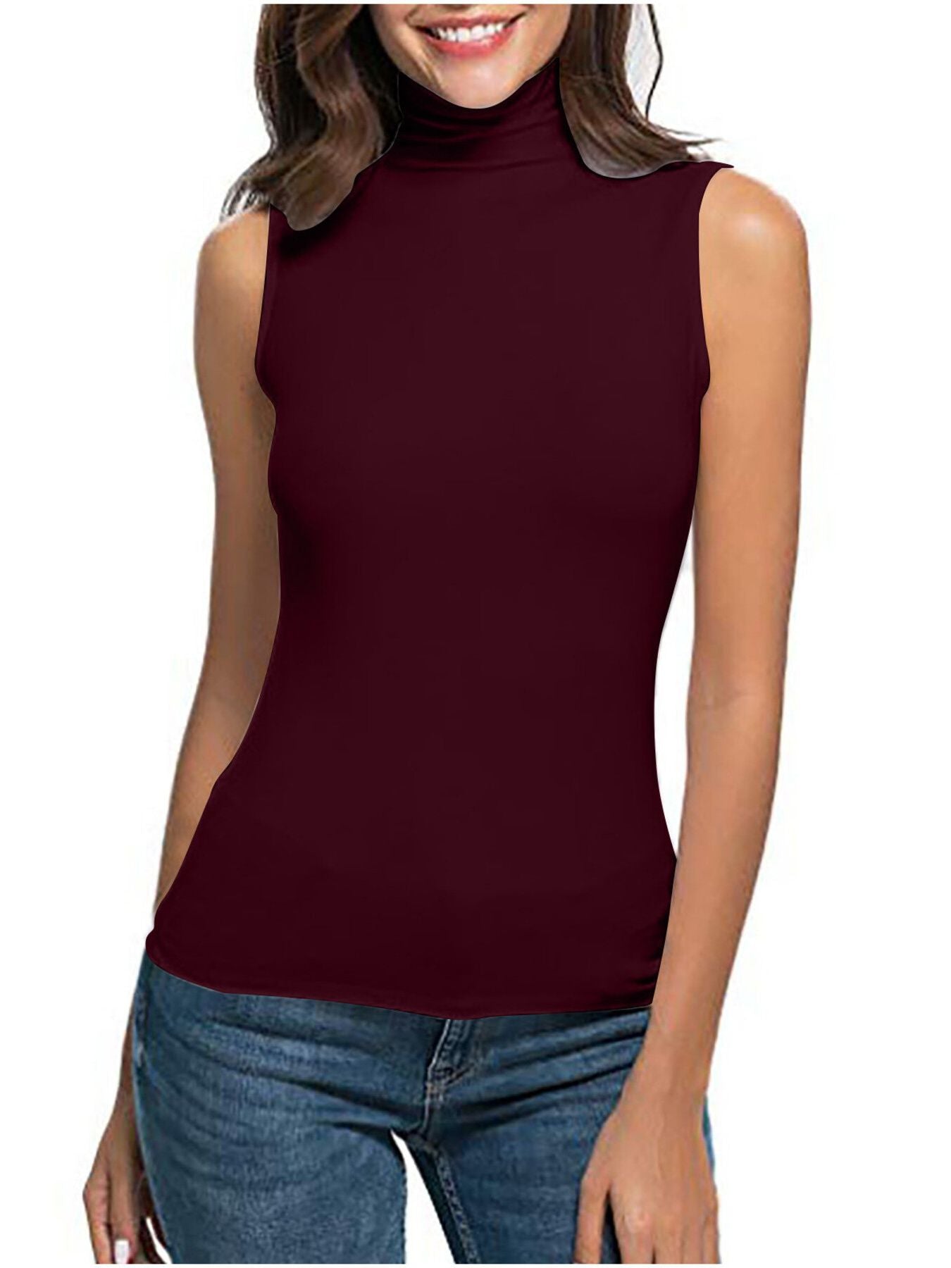 Sleeveless Turtleneck Slim Fit T-Shirt