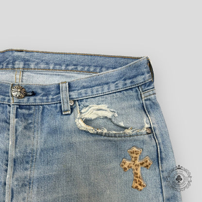 Chrome Hearts Leopard Cross Patch Jeans