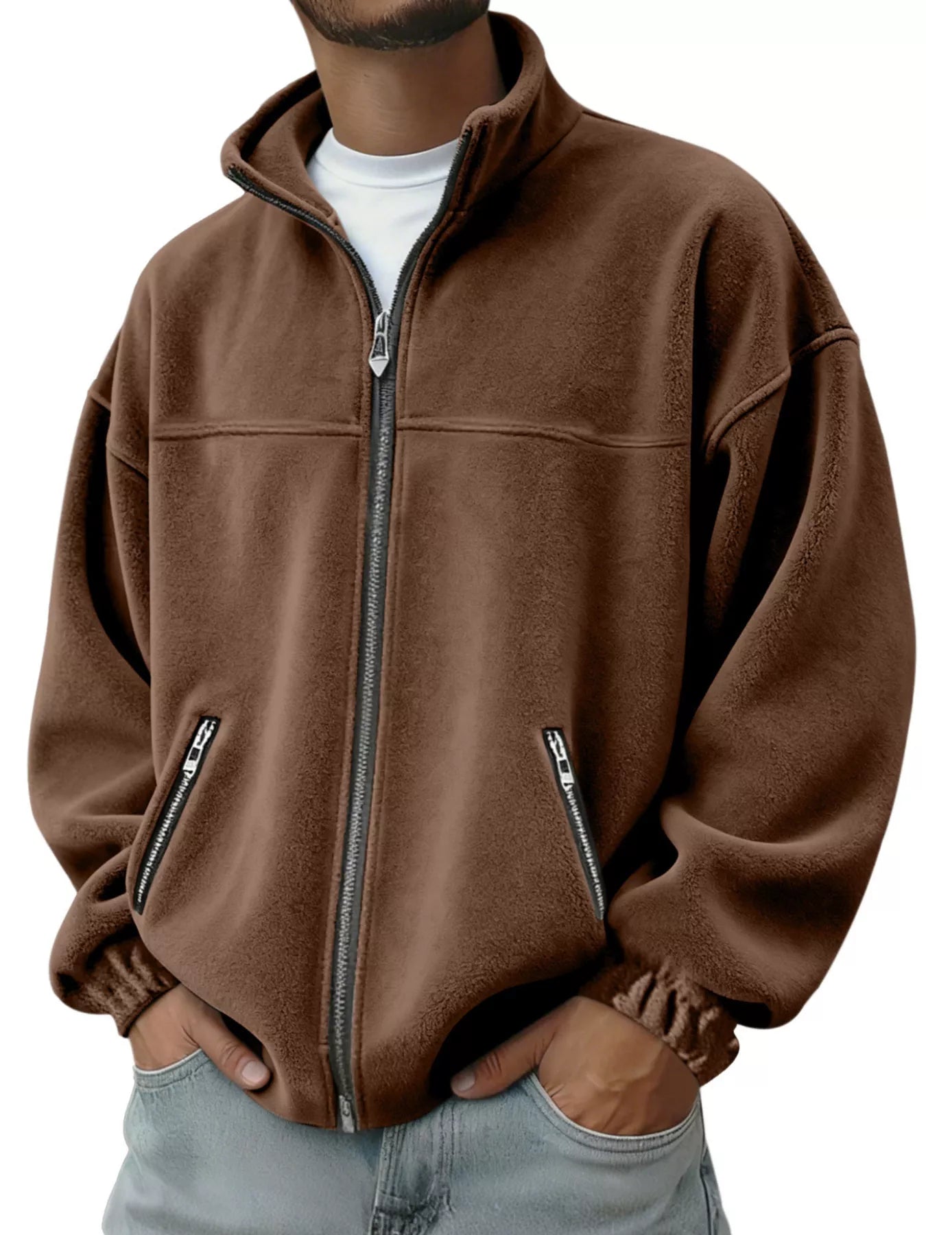 Men's Full Size Zip Up Long Sleeve Outerwear Plus Size