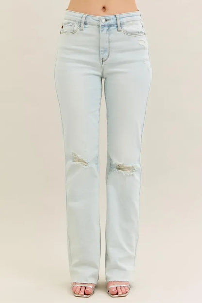 Judy Blue Full Size Destroy & Fray Hem Bootcut Jeans Plus Size