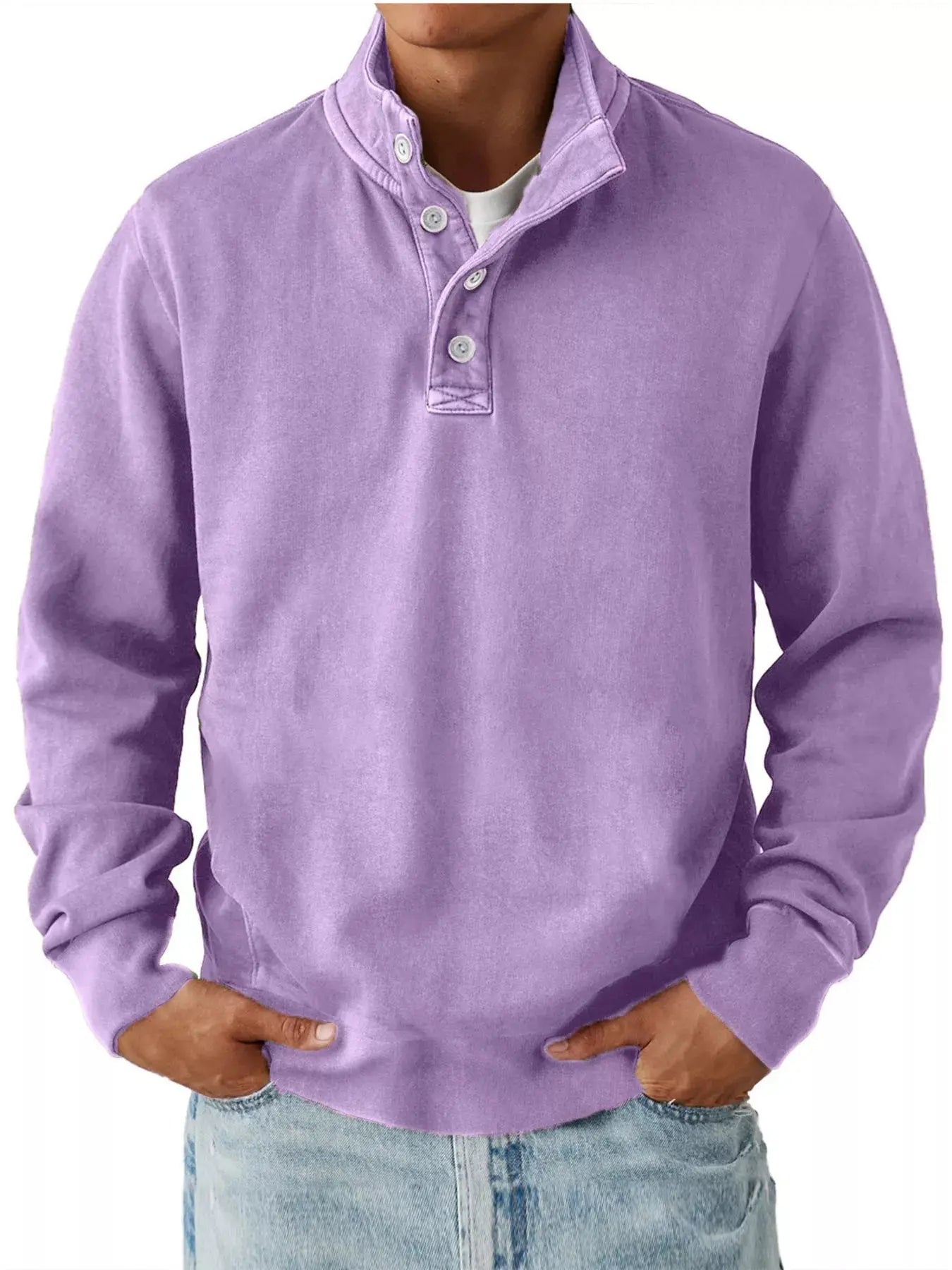 Men's Button Detail Long Sleeve Sweatshirt