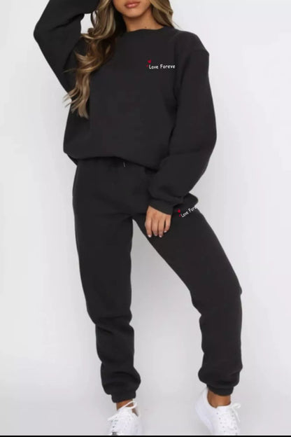 Round Neck Sweatshirt and Joggers Set