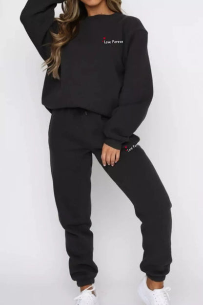 Round Neck Sweatshirt and Joggers Set