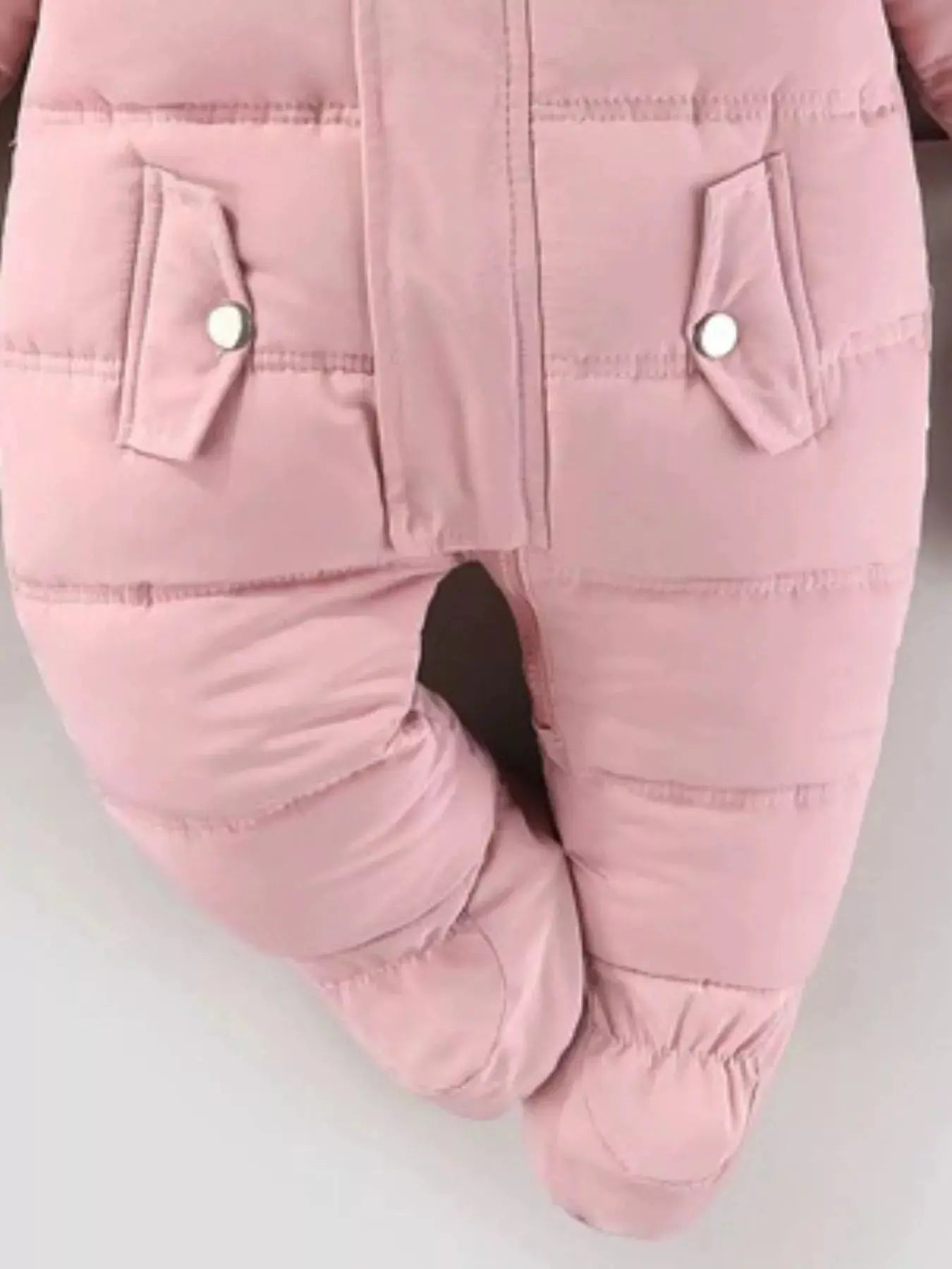 Children's Warm Padded One-Piece Snowsuit with Fur Hood