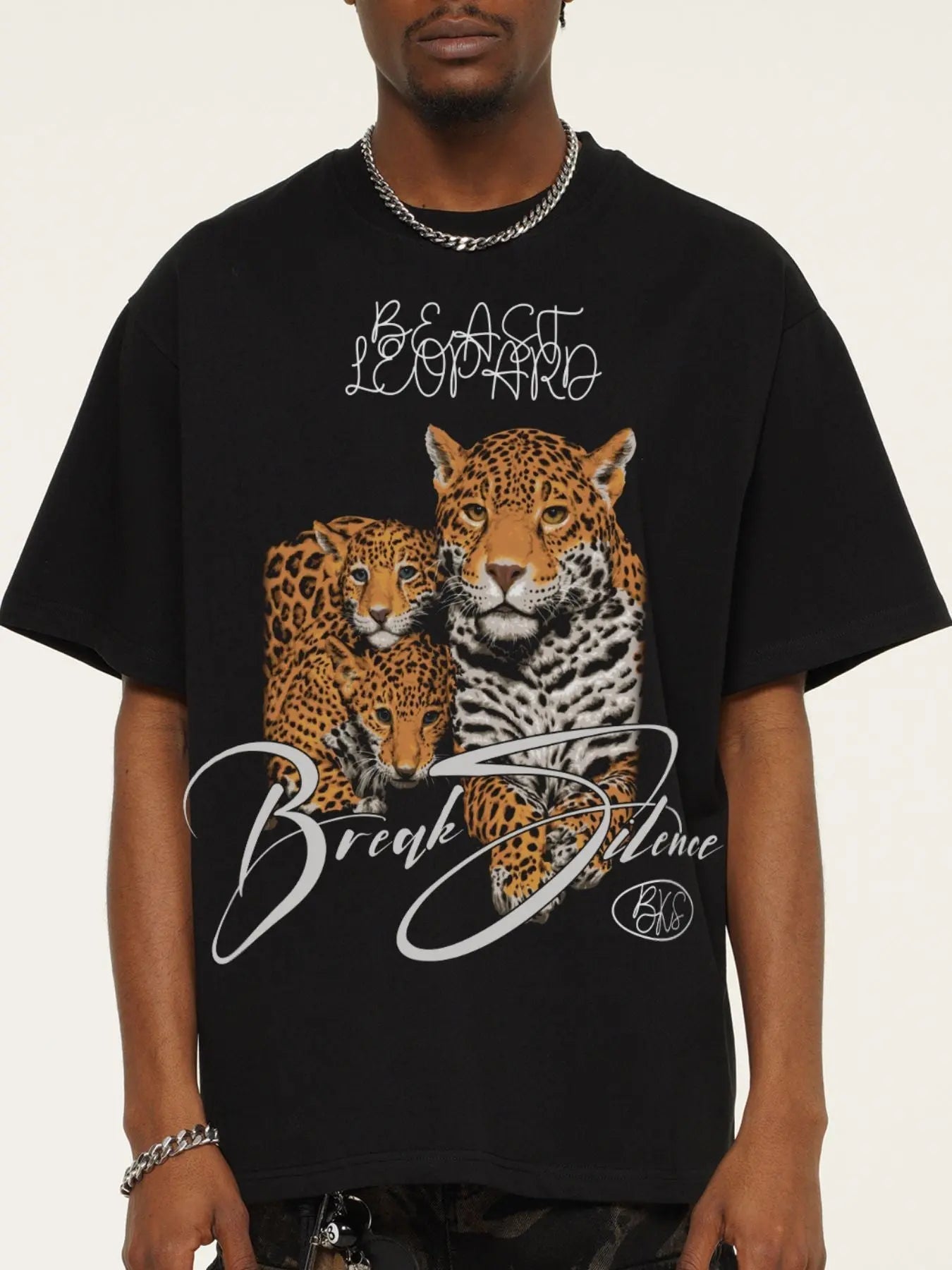 Men's Vintage Leopard Graphic Round Neck T-Shirt