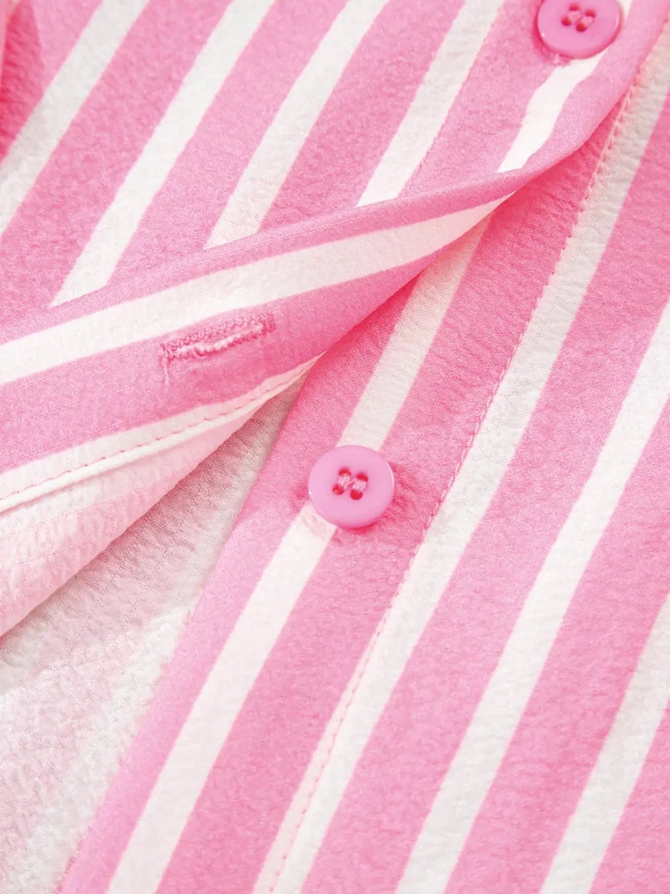 Stripe Buttoned Front Long Sleeve Top and Pants 2 Piece Sleepwear