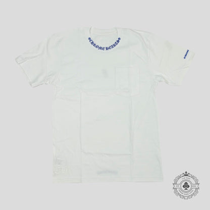 Chrome Hearts Neck Logo Tee in White/Blue