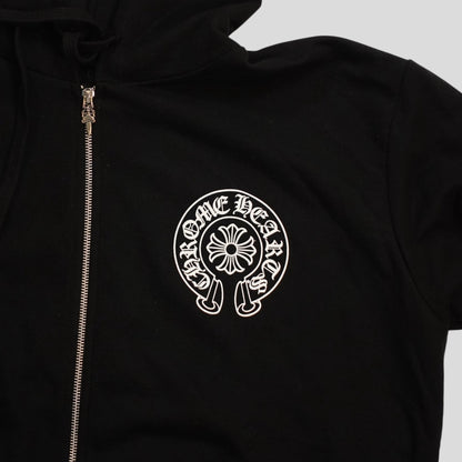 CHROME HEARTS MIAMI EXCLUSIVE HORSESHOE LOGO ZIP-UP HOODIE - BLACK