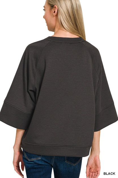 Zenana Scuba 3/4 Sleeve Pullover