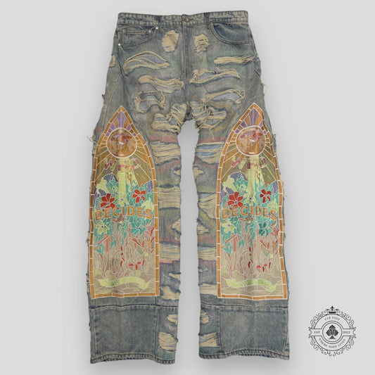 Who Decides War Multicolor Side Embroidery Denim