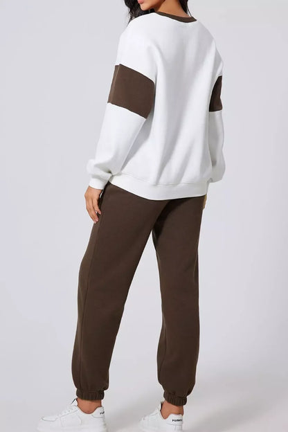 Drop Shoulder Loose Sweatshirt and Joggers Active Set