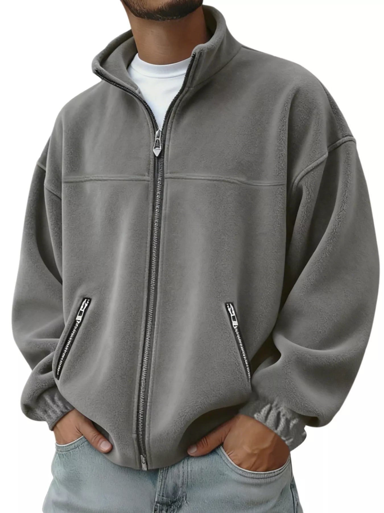 Men's Full Size Zip Up Long Sleeve Outerwear Plus Size