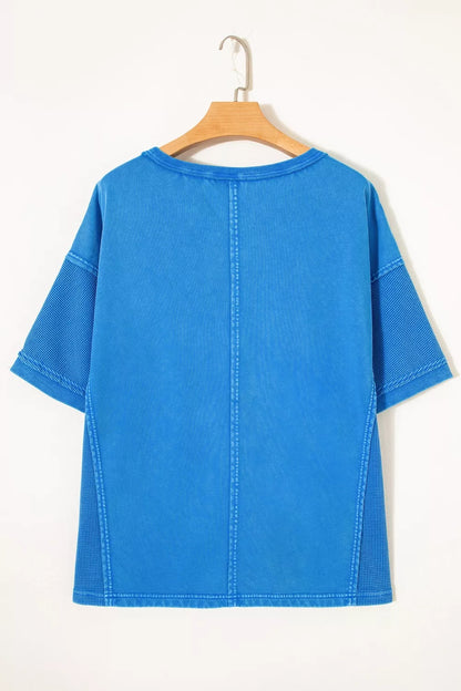 Mineral Wash Star Mesh Patchwork Oversize Tee