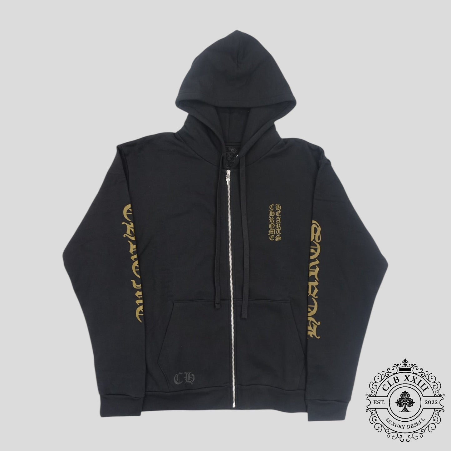 Chrome Hearts Vertical Logo Zip Up in Black / Olive