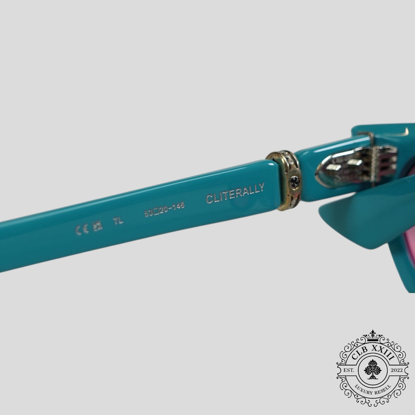 Chrome Hearts Cliterally Diamond Embellished Glasses in Blue/Silver