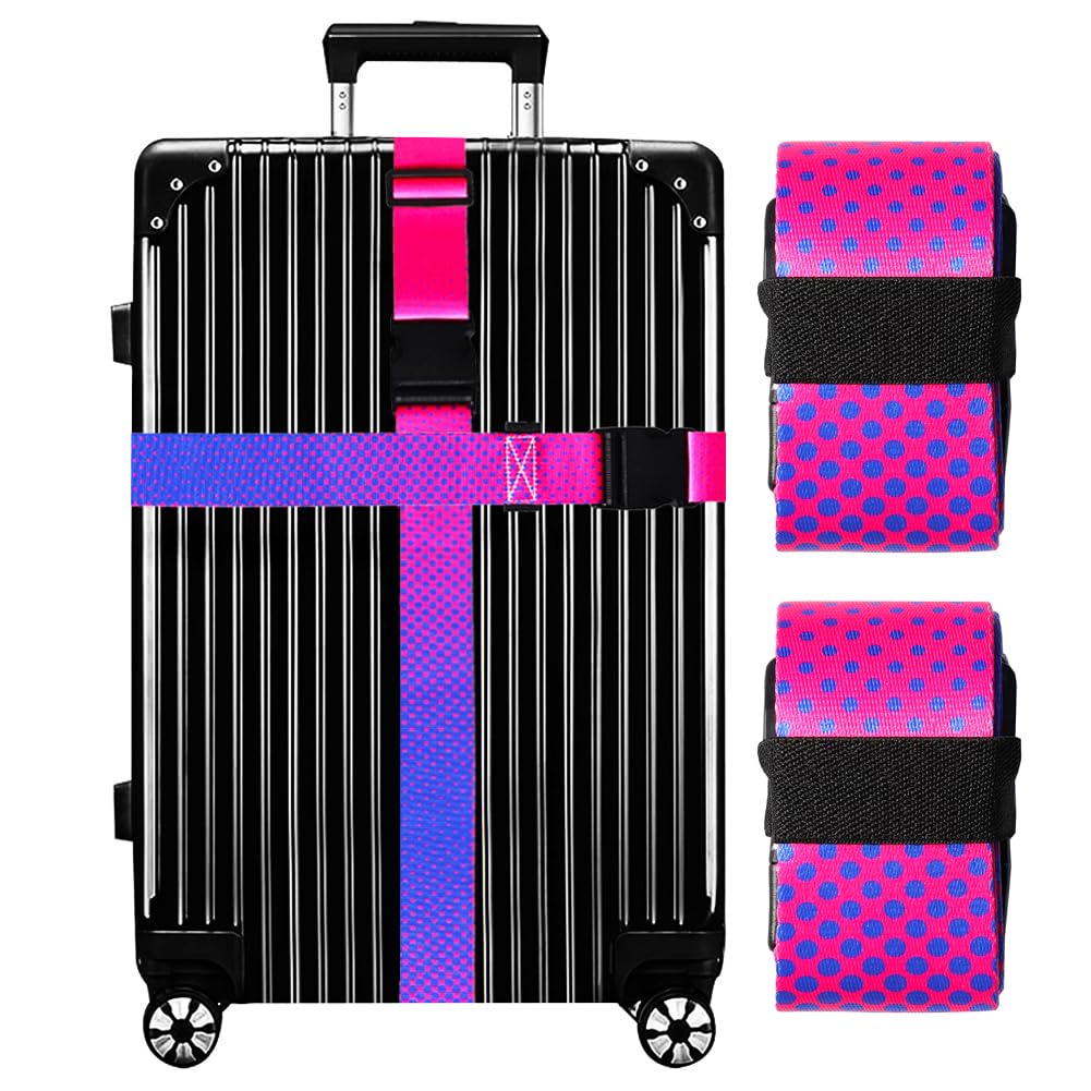 Gowraps Luggage Straps for Suitcases TSA Approved-2 Pack Bright Personalized Luggage Belt Strap for Suitcase/Carry On Bag Luggage Accessories for Travel (Gradient)