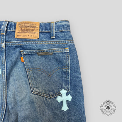 Chrome Hearts Baby Blue Cross Patch Jeans