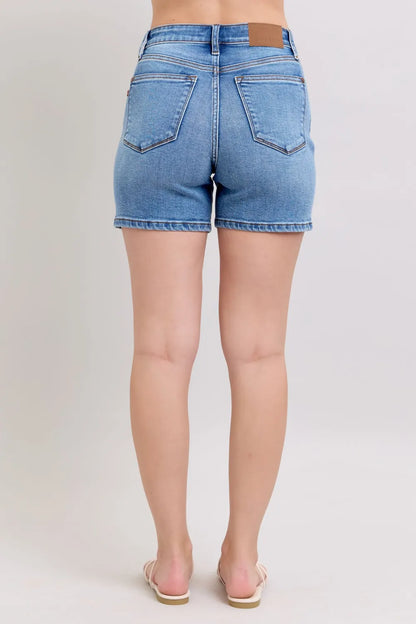 Judy Blue Full Size 2 Button Denim Shorts with Pockets Plus Size