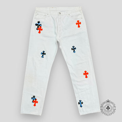 Chrome Hearts St. Barth Patch Jeans in White