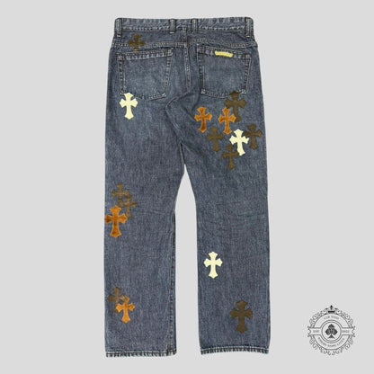 Chrome Hearts Fleur Knee Cross Patch Jeans