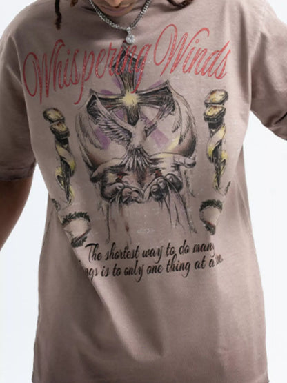 Men's Whispering Winds Graphic Vintage Round Neck T-Shirt