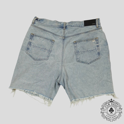 Amiri Tie Dye Thrasher Jean Shorts in Light Wash