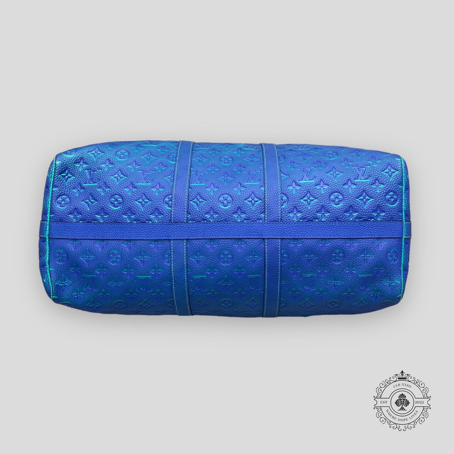 Louis Vuitton Taurillon Illusion Keepall Tote in Bleu Vert