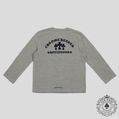 Chrome Hearts Triple Cross Flocked Long Sleeve in Grey