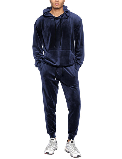 LecGee Velour Tracksuit Mens 2 Piece Velvet Hoodies Jacket Drawtsring Waistband Sweatpants Sweatsuits Set Casual Outfits
