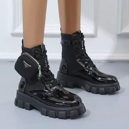 Lace Up Platform Ankle Boots