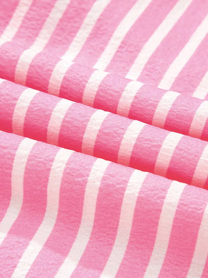 Stripe Buttoned Front Long Sleeve Top and Pants 2 Piece Sleepwear