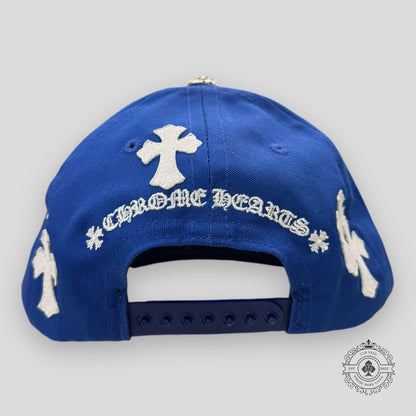 Chrome Hearts Leather Cross Patch Hat in Blue