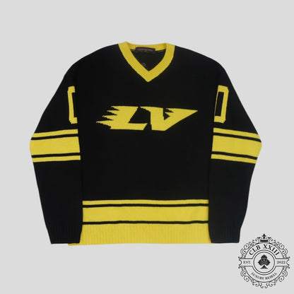 Louis Vuitton Intarsia Football Sweater in Black/Yellow