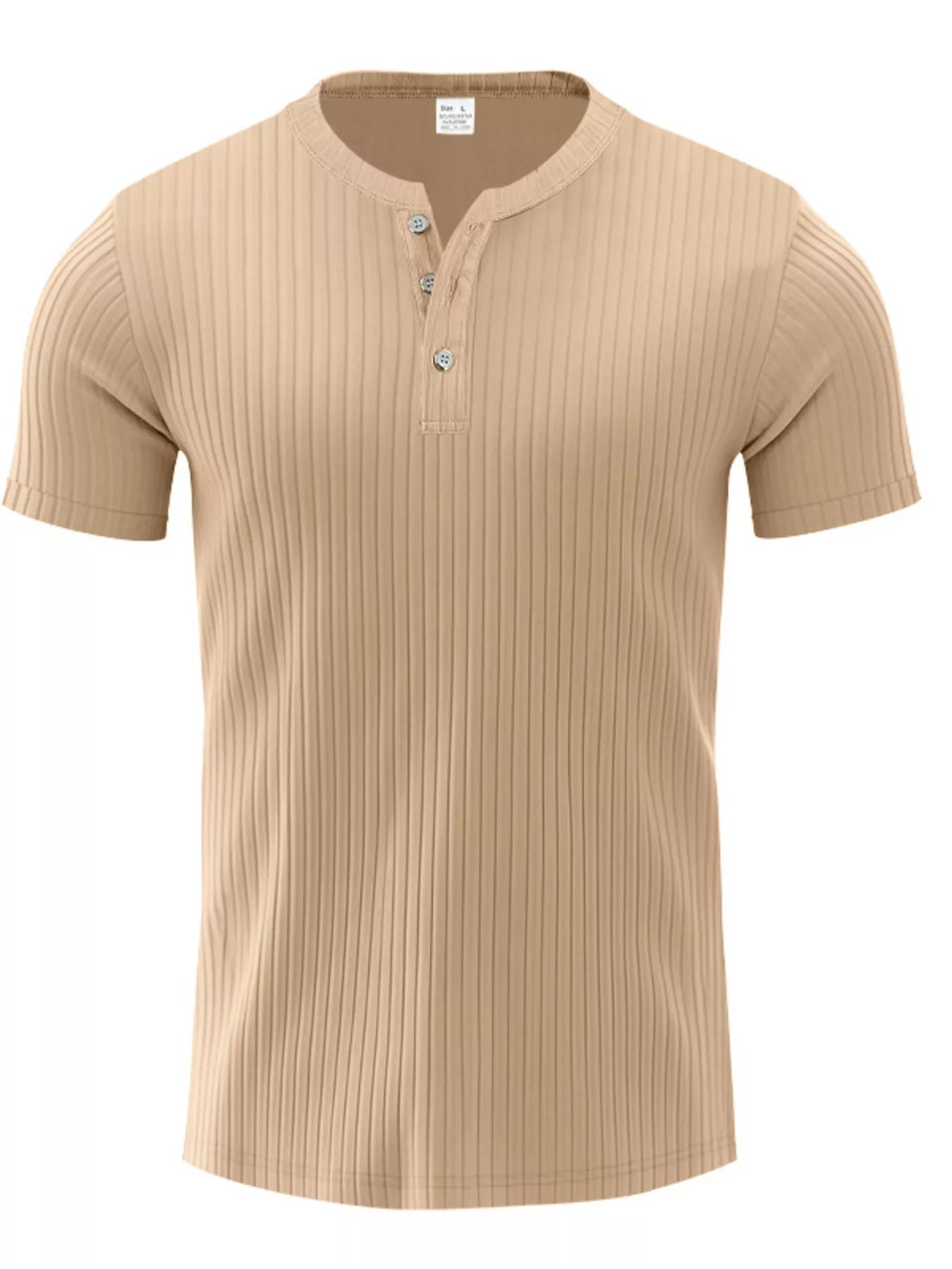 Men's Full Size Ribbed Button-Down Casual T-Shirt Plus Size