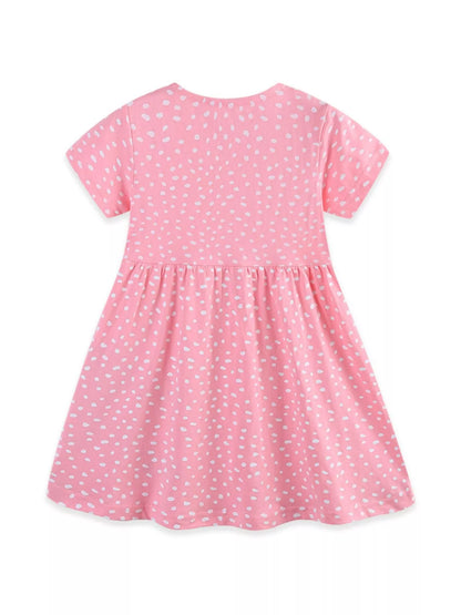 Children's Dinosaur Polka Dot Short Sleeve Dress