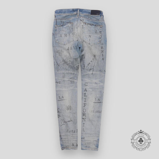 Amiri Military Stencil Jeans in Clay Indigo