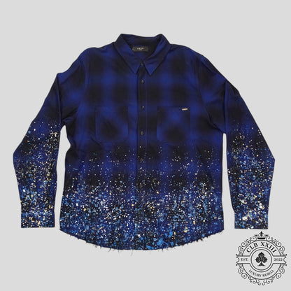Amiri Crystal Painter Plaid Button Up in Blue
