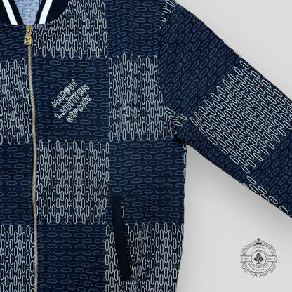 Louis Vuitton Tennis Damier Quilted Cotton Bomber in Navy Blue