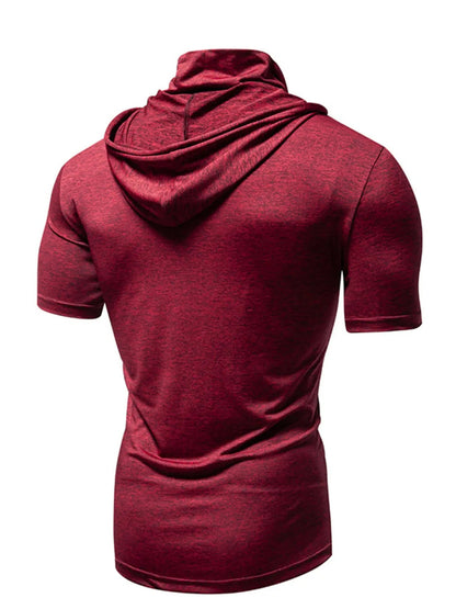 Men's Heathered Short Sleeve Hooded T-Shirt