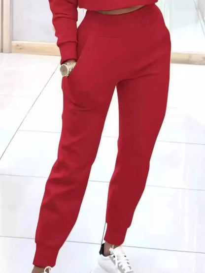 Casual Chic Cropped Sweatshirt and Jogger Set