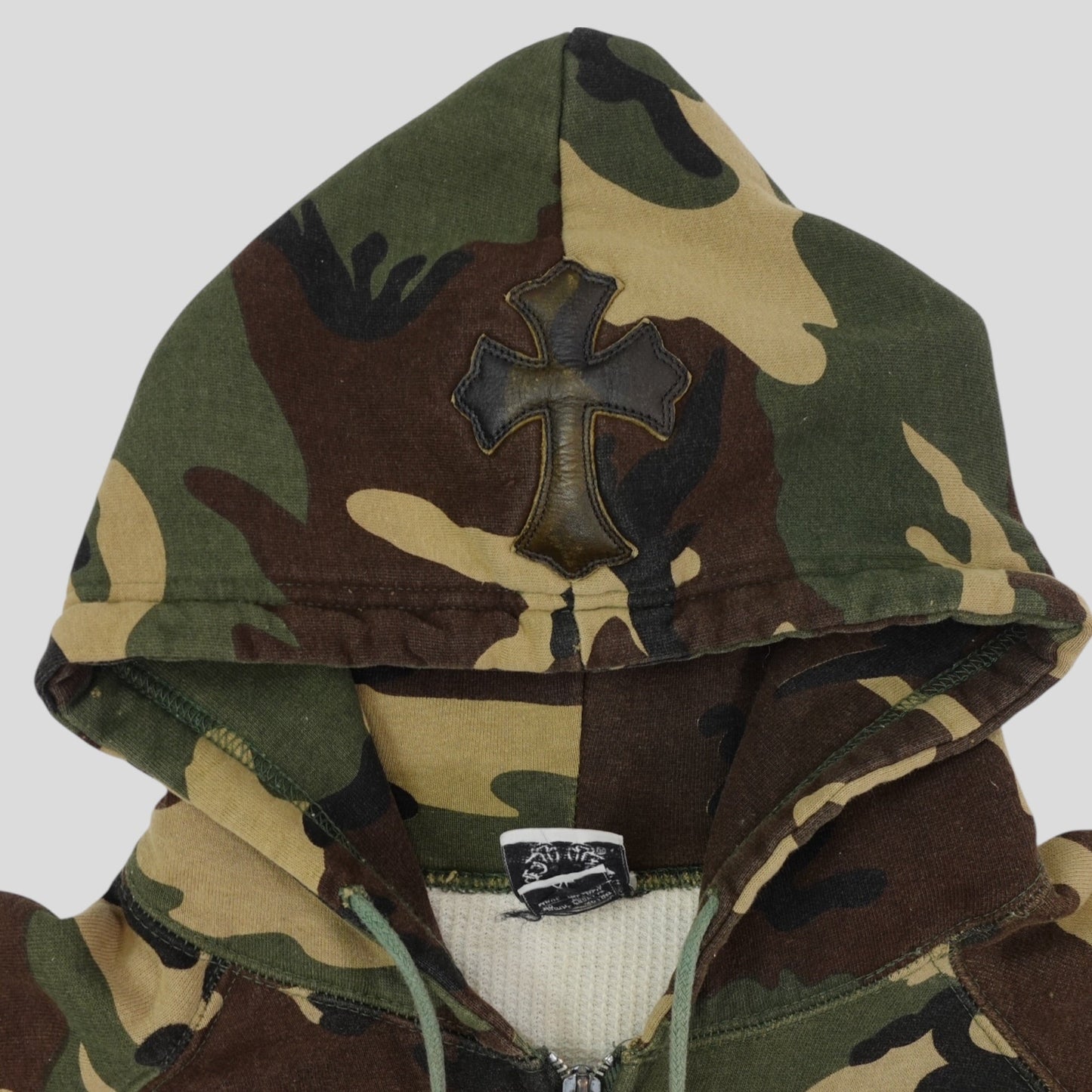 Chrome Hearts Vintage Cross Patch Thermal Zip Up Hoodie