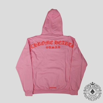 Chrome Hearts T Bar Logo Hoodie in Pink / Red