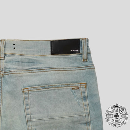 Amiri Watercolor Patch Jeans in Light Wash/Multicolor