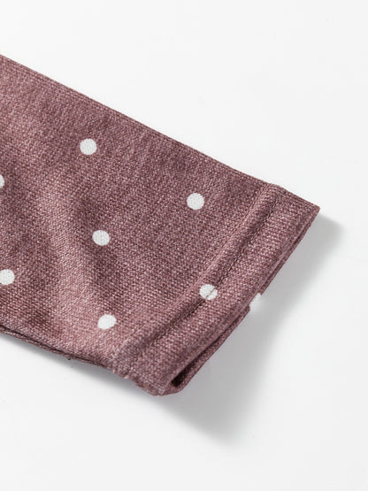 Polka Dot Boat Neck Knit Long Sleeve T Shirt