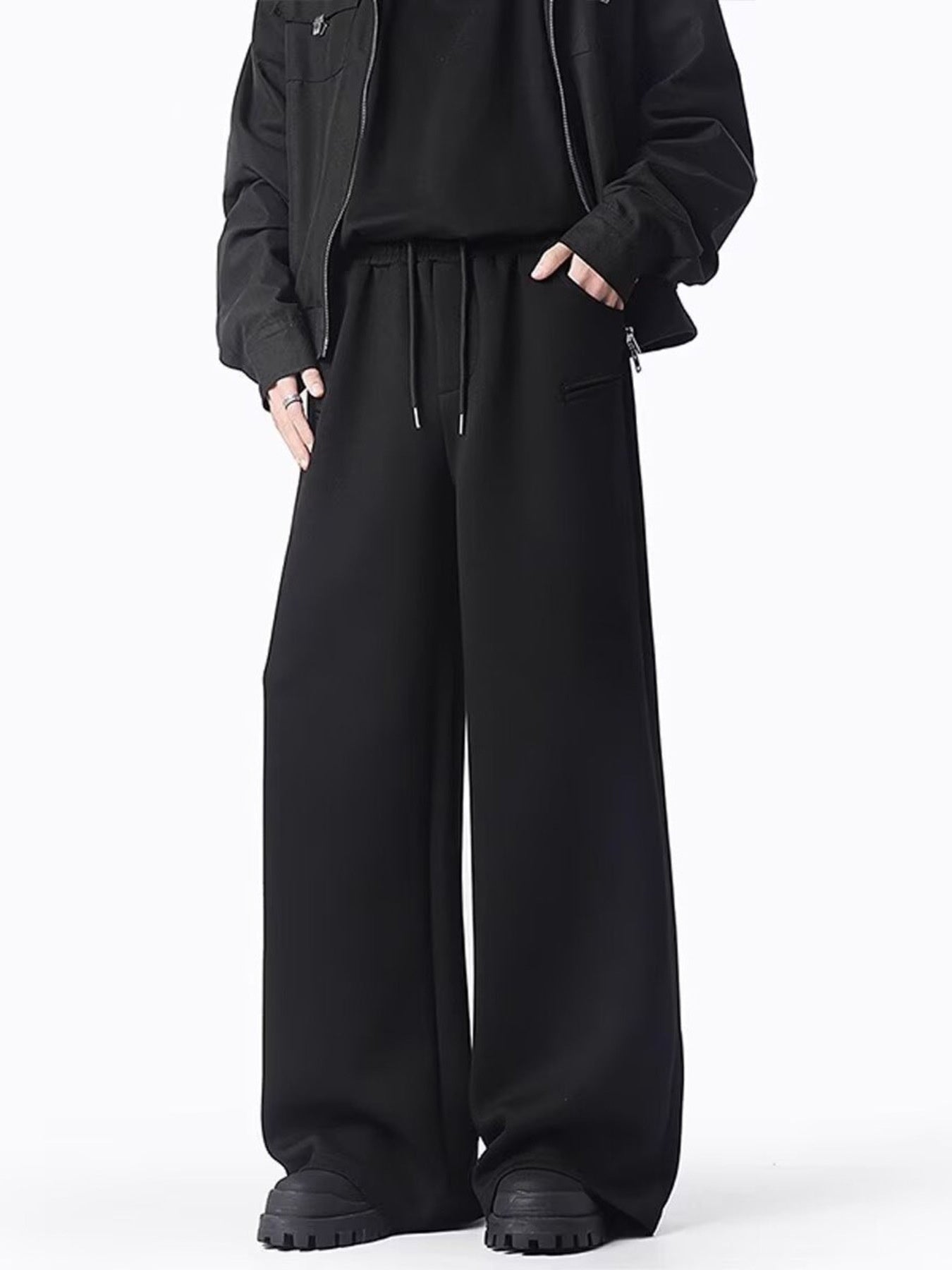 Men's Plus Size Loose Fit Drawstring Wide Leg Pants