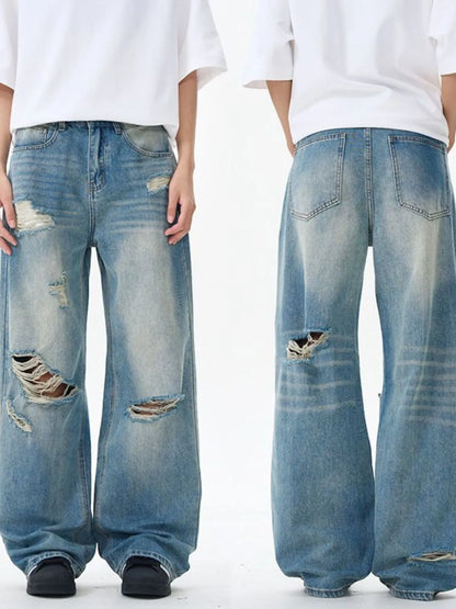 Men's Distressed Wide Leg Jeans