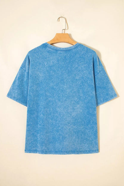 USA Star Print Acid Wash T-Shirt