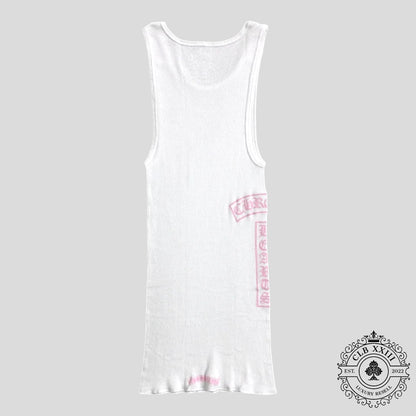 Chrome Hearts T Bar Rib Tank Top in White / Pink